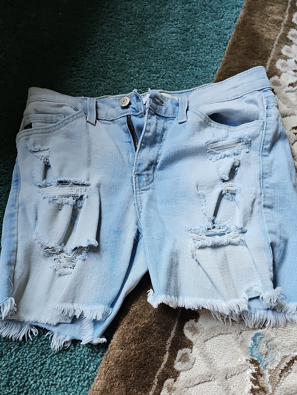 Light Blue Distressed Jean Shorts